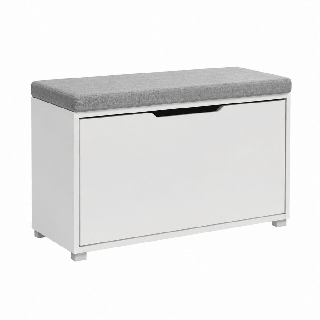 Schuhschrank mit Sitzbank Weiß MDF Polyester Rechteckig 80 x 30 x 47 cm