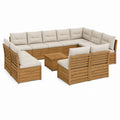 U-förmiges Gartensofa Lounge-Set Beige Naturbraun Akazienholz 320 x 235 x 75 cm