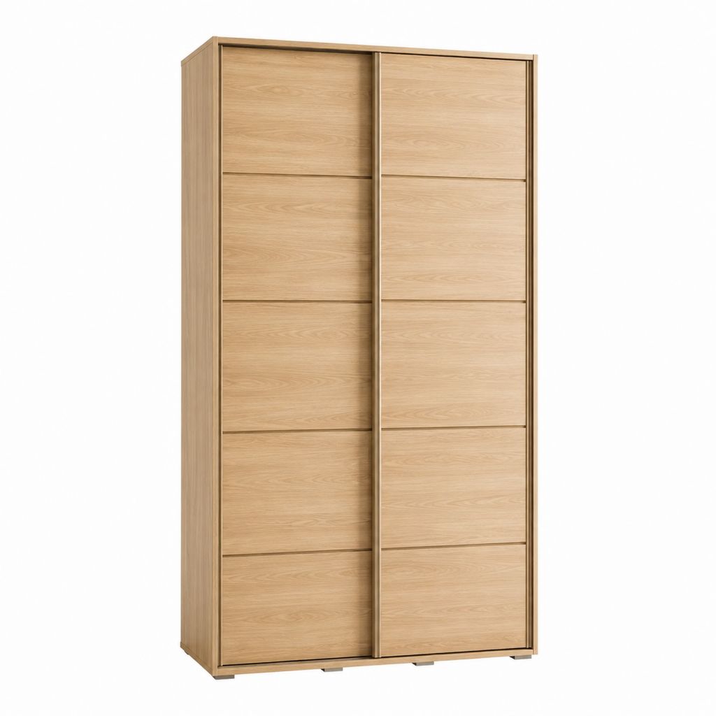 Schiebetürenschrank Eiche natur Spanplatte rechteckig 120 x 60 x 200 cm
