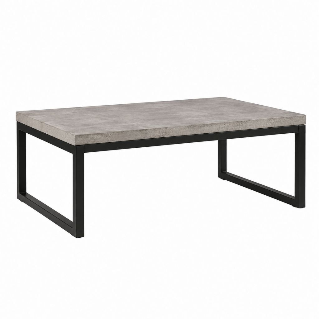 Couchtisch Grau MDF mit Betonoptik rechteckig mit Stahlgestell 100 x 60 x 45 cm