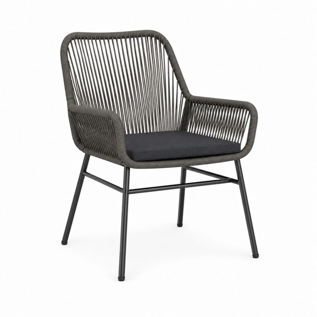 Gartenstuhl mit Armlehnen Anthrazit Stahl PE-Geflecht 68 x 74 x 86 cm