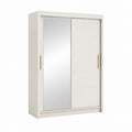 Schwebetürenschrank Kleiderschrank Weiß Spanplatte Spiegel Rechteckig 120 x 200 x 60 cm