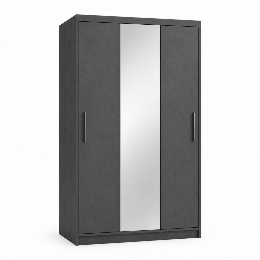 Kleiderschrank mit Spiegel Drehtüren anthrazit Spanplatte rechteckig 120 x 52 x 190 cm
