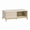Couchtisch rechteckig Beige MDF in Travertinoptik mit goldfarbenem Stahlgestell 100 x 60 x 40 cm