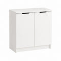 Schuhschrank mit 2 Türen Weiß Spanplatte rechteckig 80 x 35 x 90 cm