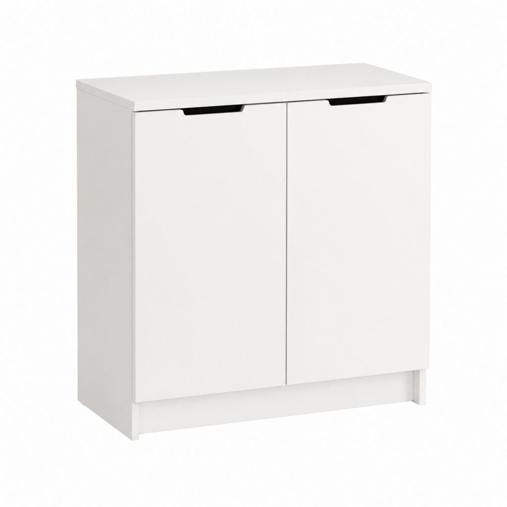 Schuhschrank mit 2 Türen Weiß Spanplatte rechteckig 80 x 35 x 90 cm