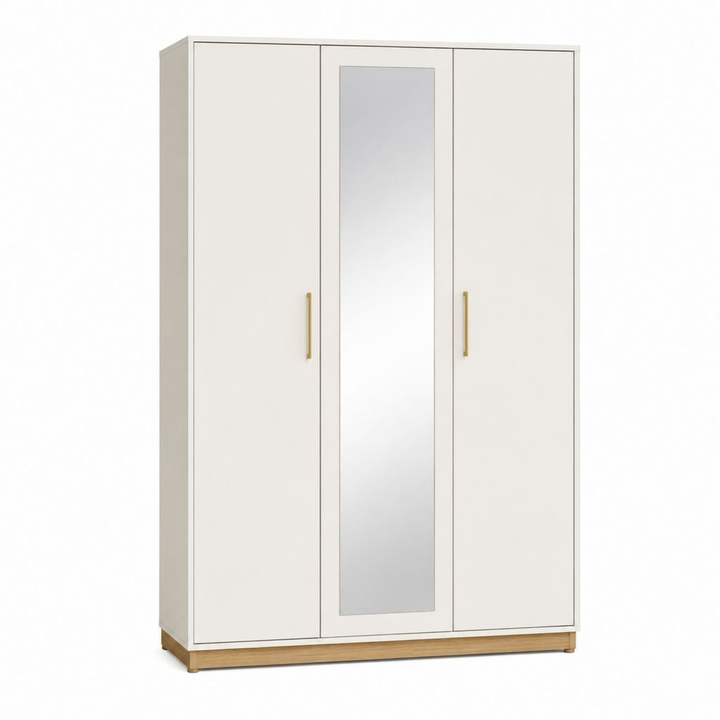 Drehtürenschrank mit Spiegel Weiß Spanplatte rechteckig 120 x 52 x 195 cm