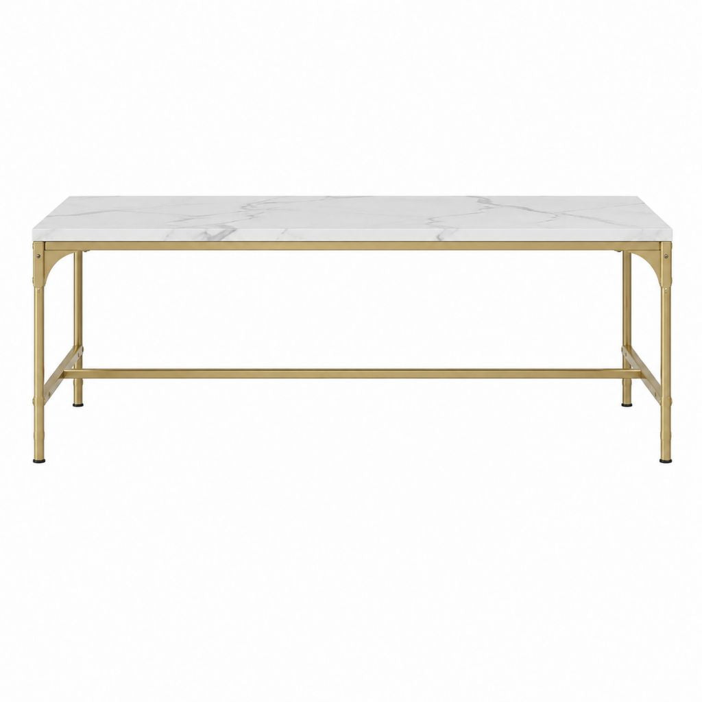 Couchtisch Weiß Marmoroptik MDF Rechteckig 120 x 60 x 45 cm