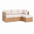 Garten-Loungesofa Ecksofa 3-teilig Beige Akazienholz L-Form 240 x 160 x 75 cm