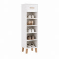 Schuhschrank mit Schublade Weiß aus MDF mit Kiefernholzbeinen Rechteckig 40 x 35 x 160 cm