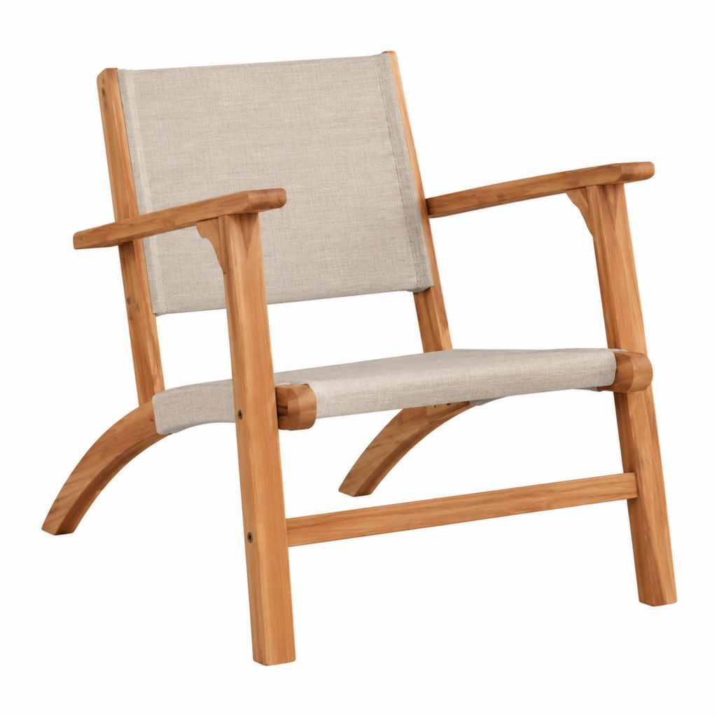 Klappbarer Gartenstuhl Naturholz Beige aus massivem Akazienholz und Polyester 59 x 74 x 92 cm