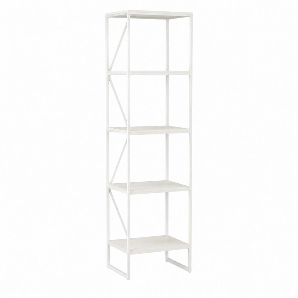 Standregal Aufbewahrungsregal Weiß Stahl Spanplatte rechteckig 60 x 35 x 180 cm mit 4 Böden
