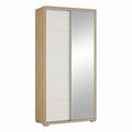 Schwebetürenschrank Eichefarben Weiß Spiegelglas 120 x 60 x 200 cm
