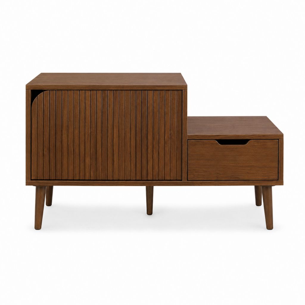 Schuhschrank mit Schiebetür und Schublade Nussbaum MDF rechteckig 120 x 40 x 80 cm