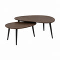 Couchtisch 2er Set dunkelbraun MDF mit Nussbaumfurnier oval 100 x 60 x 45 cm und 70 x 50 x 35 cm